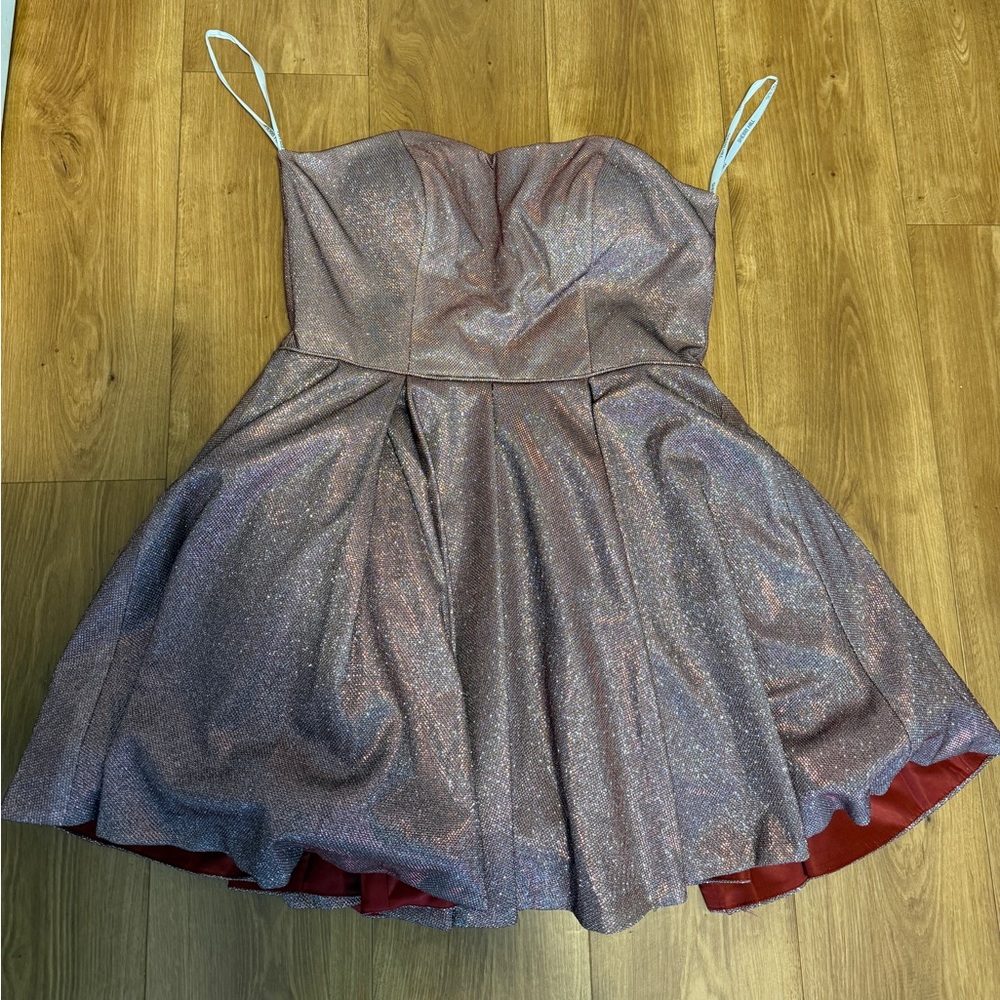 Sherri Hill Strapless A-line glitter cocktail dress